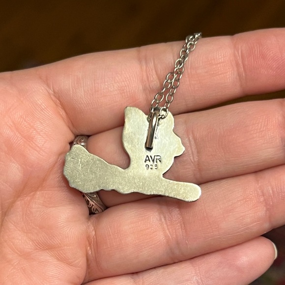 Cat on witches broom lab Alexandrite sterling silver pendant - Picture 4 of 4